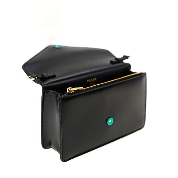 Prada Chain Crossbody 2Way Black Leather 1BD350 New - Picture 6 of 7